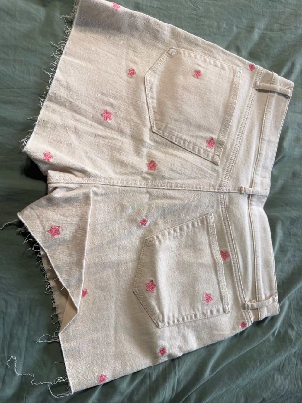 LOFT Cream High-Rise Denim Shorts